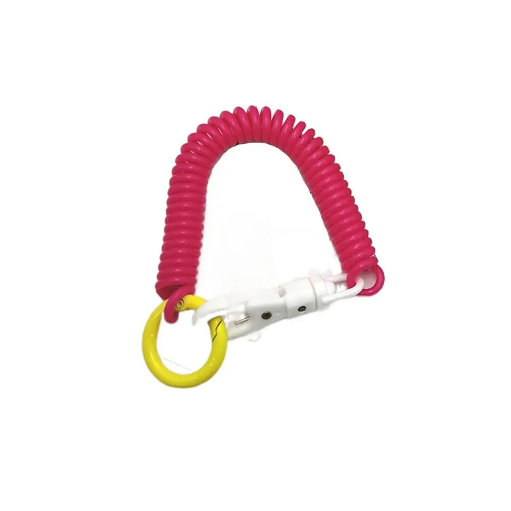 Stretchy Coil Spring Keychain Lobster Clasp | Anti-Lost Key Ring Spring Coil Keychain PLUSH Rose Red