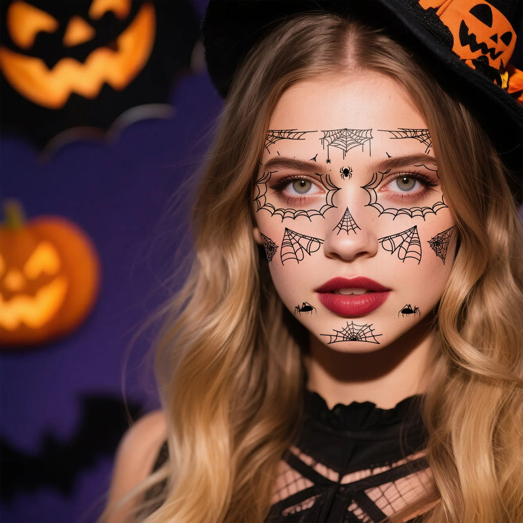 Halloween Temporary Tattoos Kit – Spider Web, Bat & Spider Temporary Tattoo Kit PLUSH