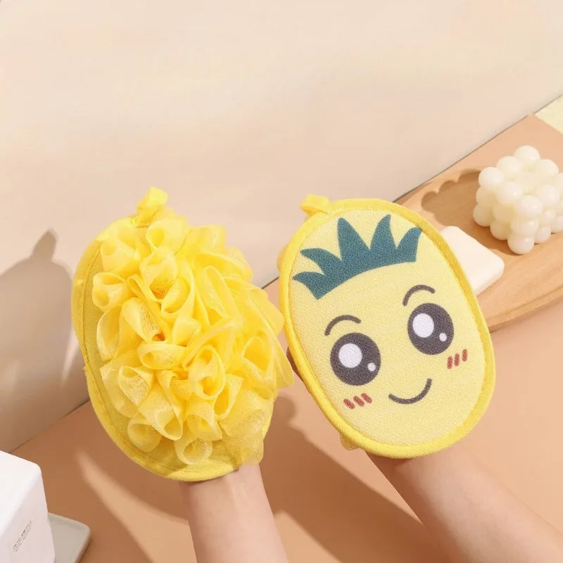 Pineapple Double-Sided Exfoliating Bath Gloves Body Scrubber Exfoliating Bath Gloves PLUSH 1Pc