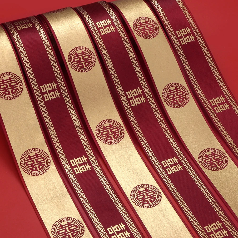 Gold Hot Stamp Satin Ribbon 2.5cm 5 Yards – Wedding & DIY Craft Craft Satin Ribbon PLUSH
