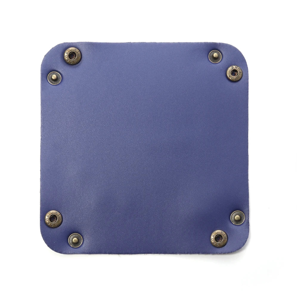 Foldable PU Leather Desktop Tray – Jewelry & Key Organizer Desktop Storage Tray PLUSH deep blue 15x15cm