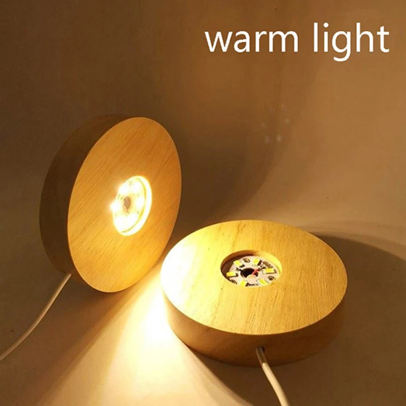 Wooden LED Light Display Base for Crystal Ball & Décor LED Display Base PLUSH