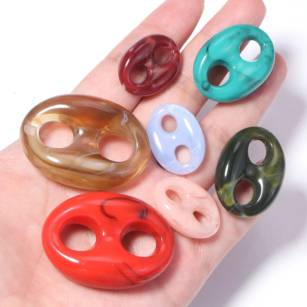 Acrylic Coffee Bean Pig Nose Link Charms DIY Jewelry 5-10pcs Acrylic Jewelry Charms PLUSH