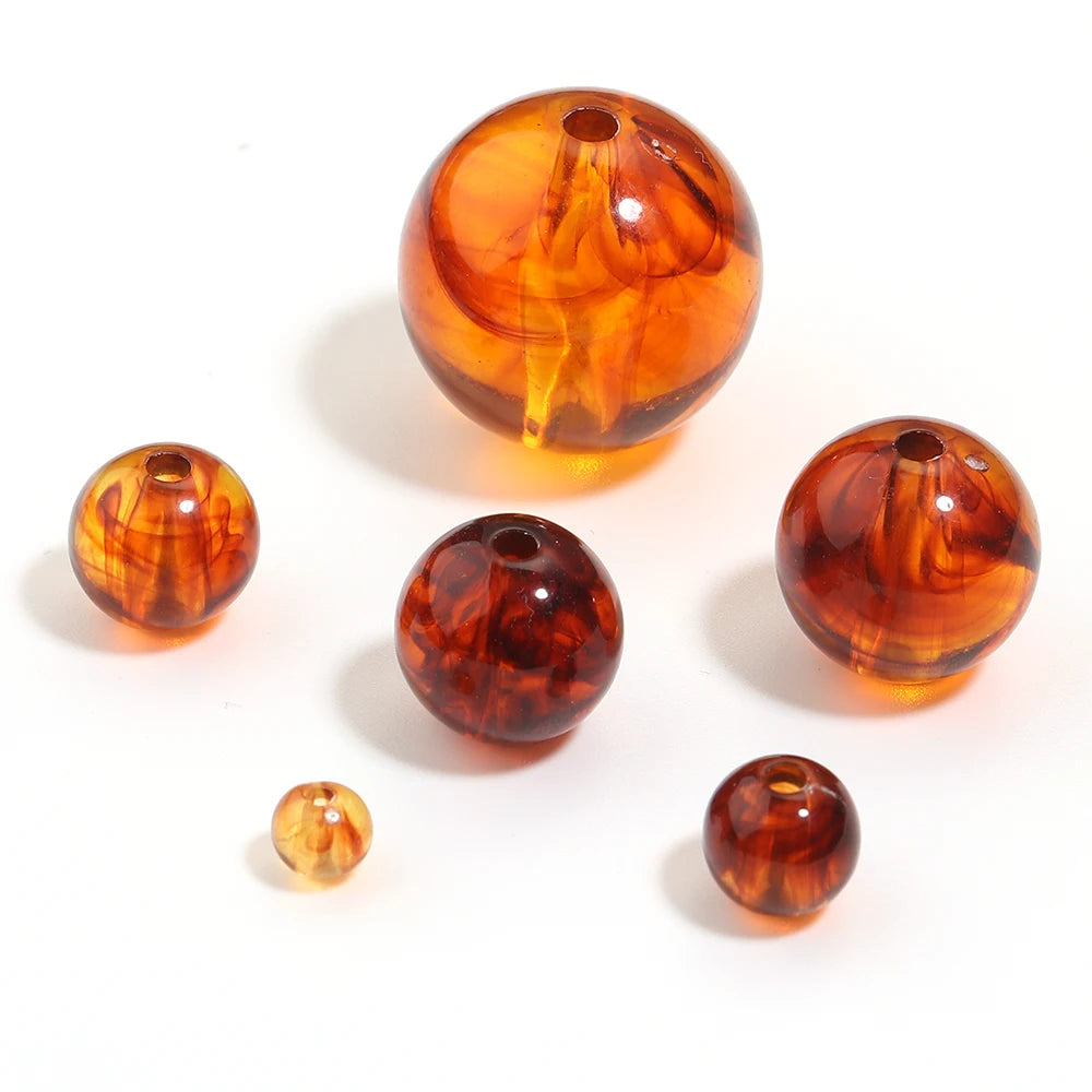 Amber Acrylic Round Beads 6–20mm DIY Jewelry | 10–200pcs Acrylic Jewelry Beads PLUSH