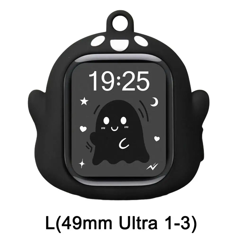 Glow Ghost Silicone Case Apple Watch Series 8 9 10 11 Ultra Watch Protective Case PLUSH C