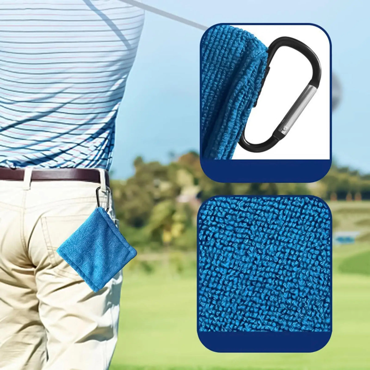 Golf Towel with Carabiner Clip – Microfiber Ball Cleaning Cloth Golf Cleaning Towel PLUSH