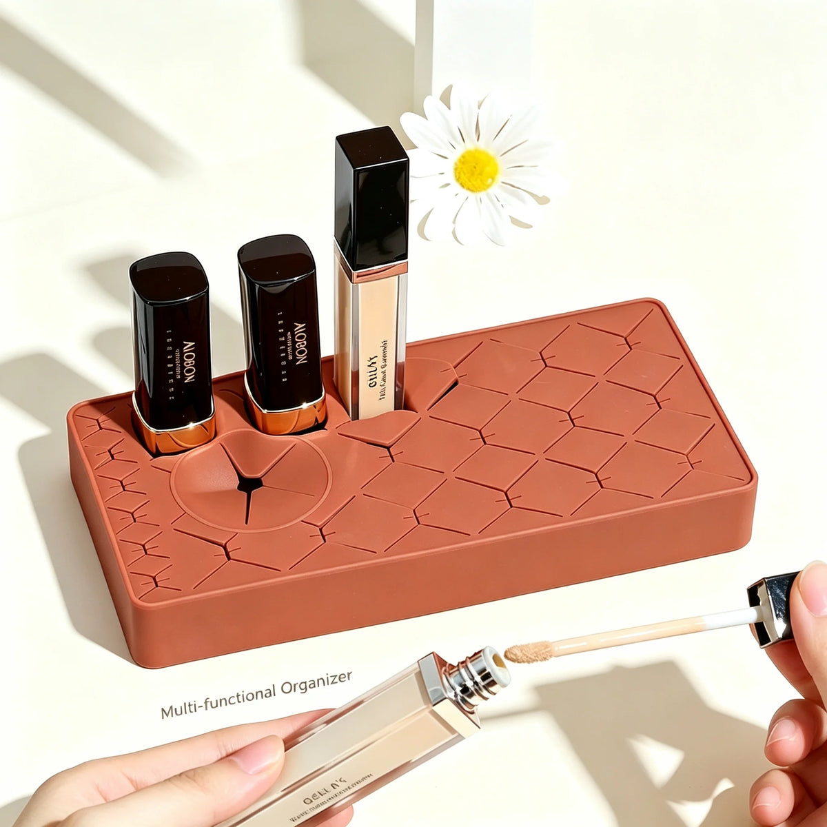 Silicone Lipstick Organizer – 23-Slot Makeup Storage Holder Makeup Organizer PLUSH
