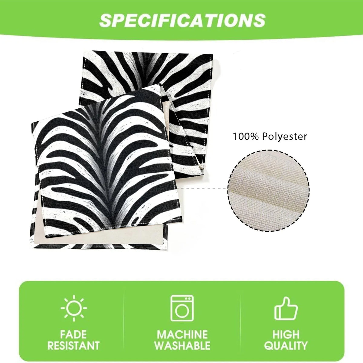 Zebra Print Table Runner – Black & White Animal Theme Décor Table Runner PLUSH