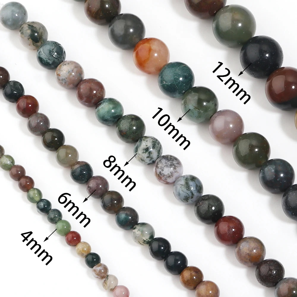Indian Agate Round Natural Stone Spacer Beads 4–12mm DIY Natural Stone Beads PLUSH