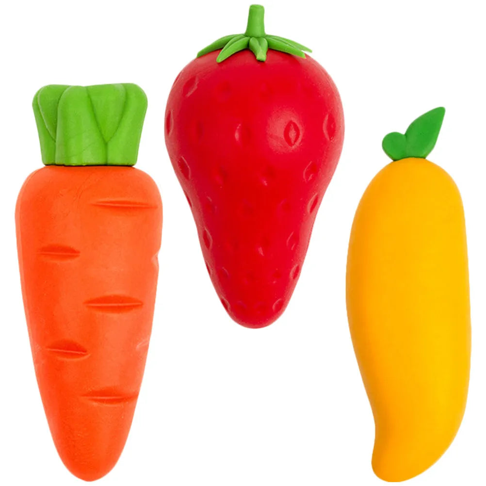 3pcs Kawaii Fruit Mini Erasers – Fun Kids School Supplies Novelty Pencil Erasers PLUSH