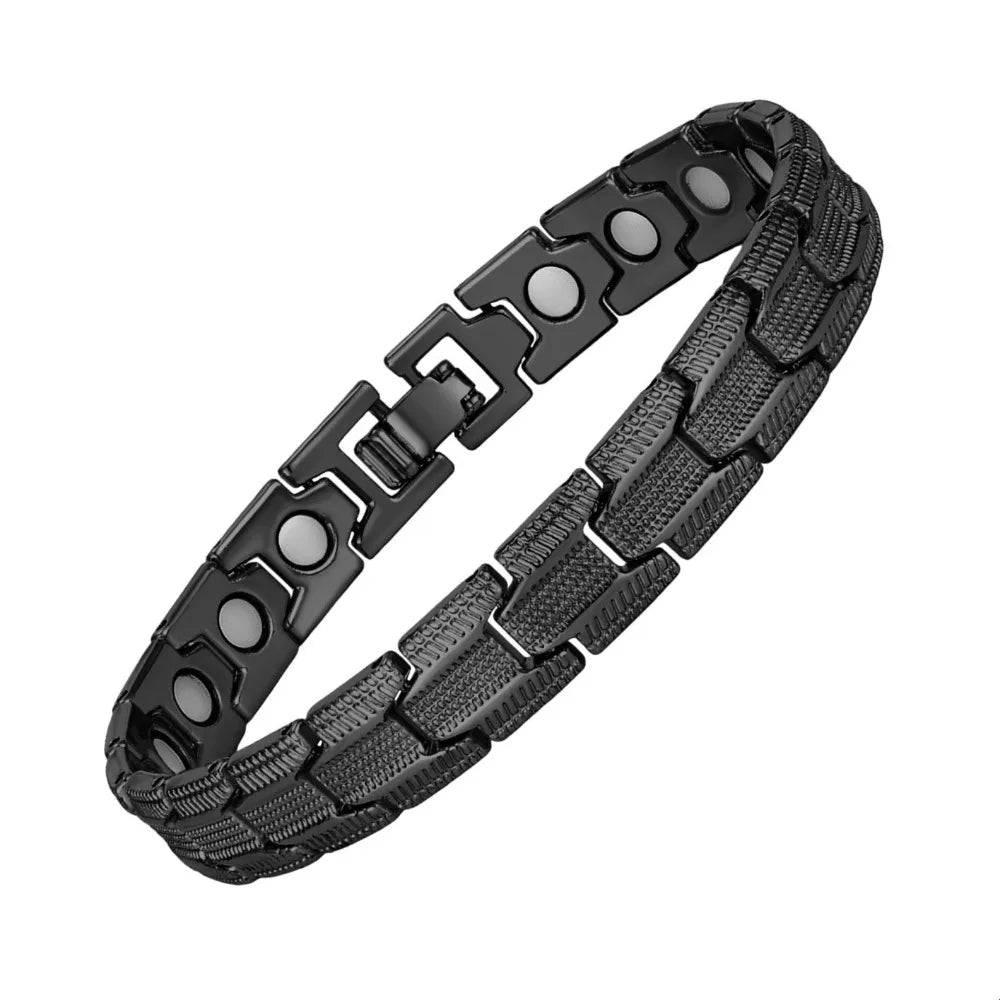 Zinc Alloy Magnetic Cuff Bracelet – Vintage Wheel Unisex Magnetic Cuff Bracelet PLUSH Style 1 Black