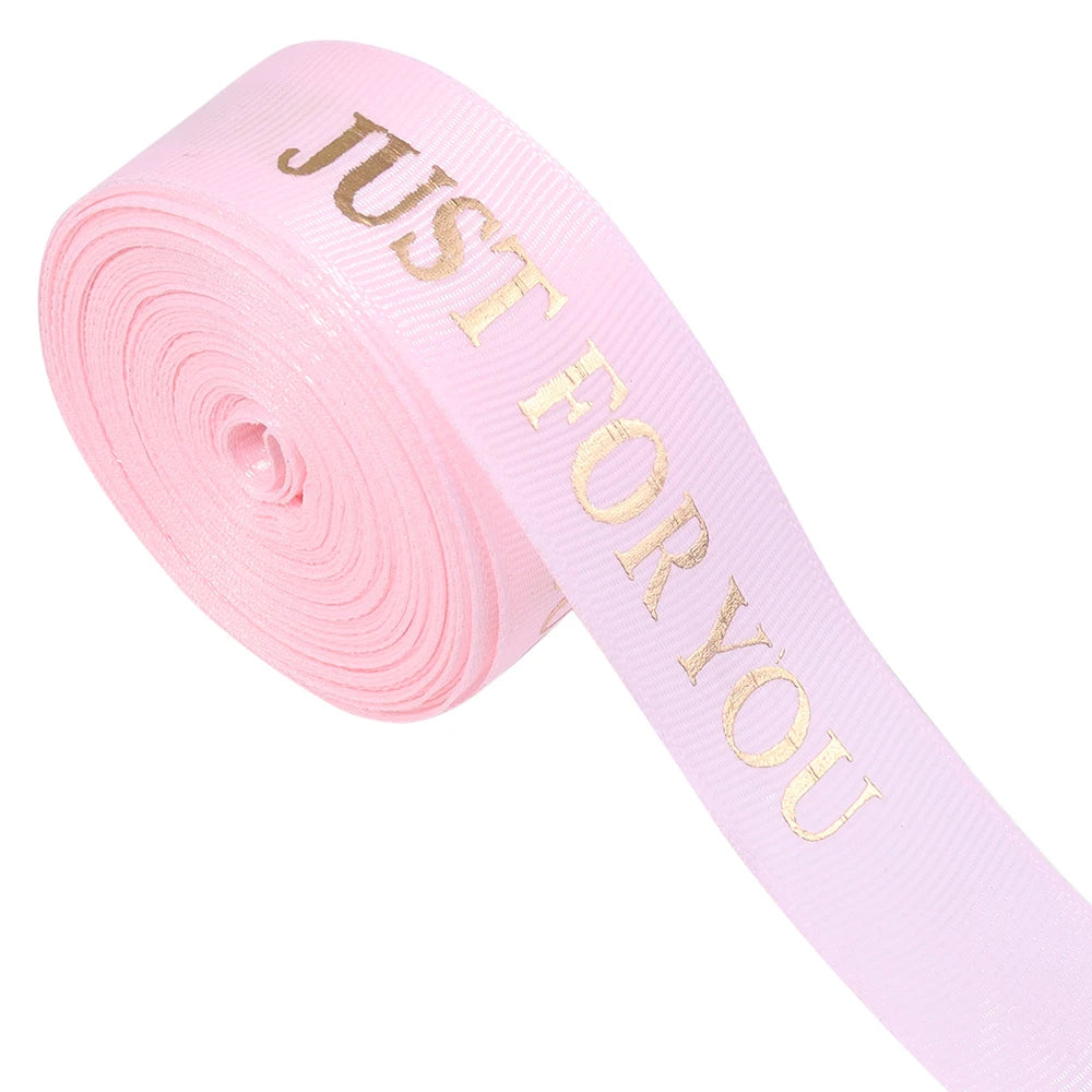 "Just For You" Printed Polyester Ribbon 25mm 10 Yards DIY Decorative Craft Ribbon PLUSH pink