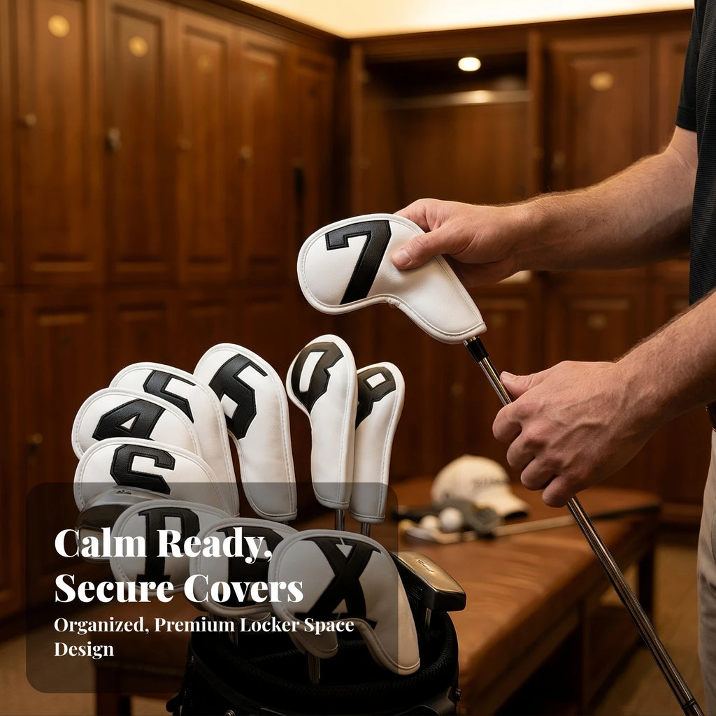 10-Piece Golf Iron Headcover Set – PU, Hook-and-Loop, Universal Golf Iron Headcovers PLUSH
