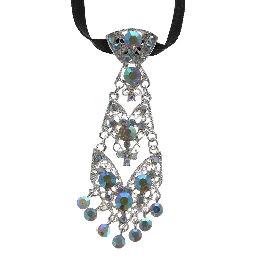 Metal Rhinestone Necktie – Elegant Unisex Business & Wedding Tie Rhinestone Necktie PLUSH