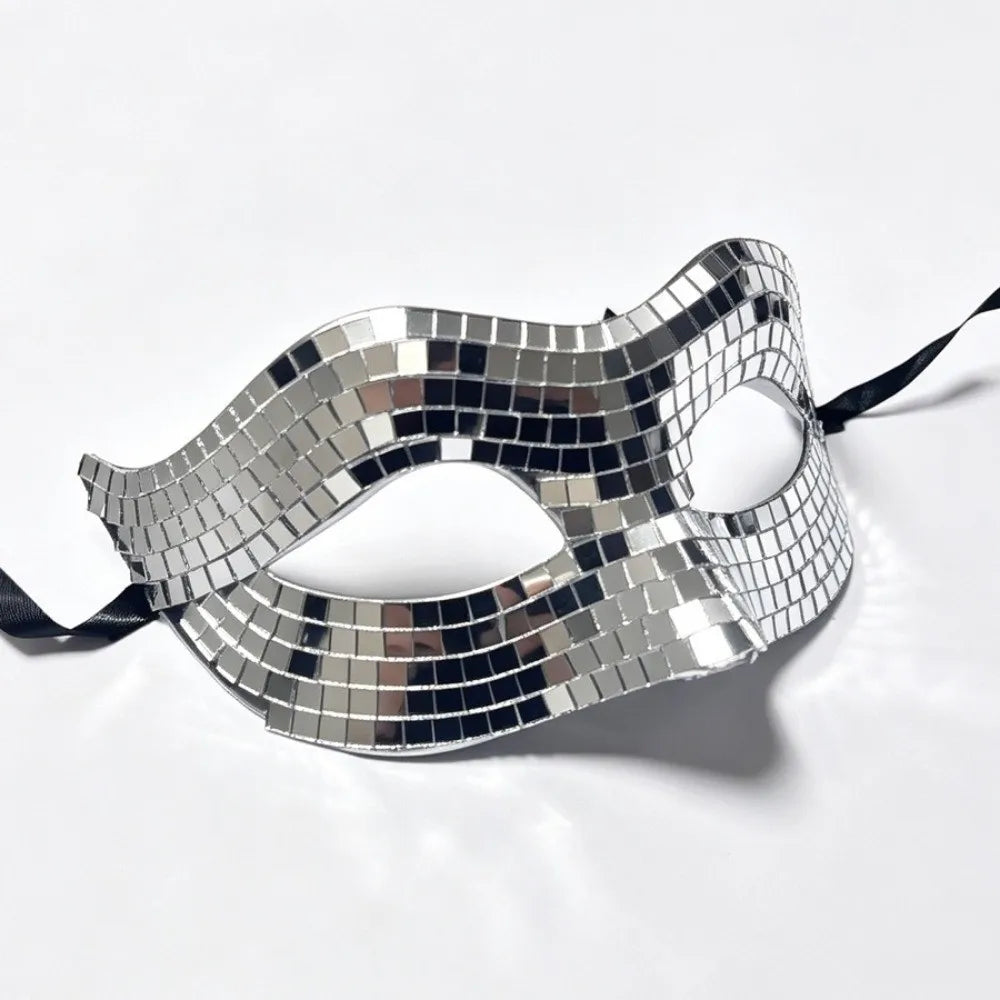 Disco Ball Glitter Masquerade Mask – Gold & Silver Costume Costume Mask PLUSH