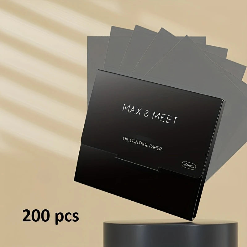 Oil Blotting Sheets with Mirror Case & Makeup Puff – 100/200pcs Oil Blotting Sheets PLUSH 200pcs