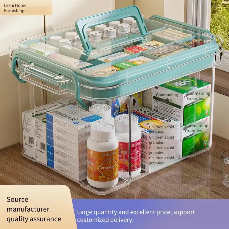 Large Family Medicine Organizer Box – Child-Safe Storage Cabinet Medicine Storage Box PLUSH