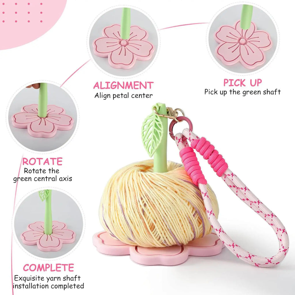 Portable Wrist Yarn Holder – Bamboo 3D Flower Organizer Yarn Holder PLUSH