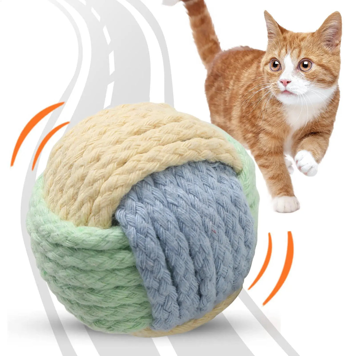 Interactive Cat Ball Toy – Cotton Rope Bell Chew Toy for Cats Cat Chew Toy PLUSH