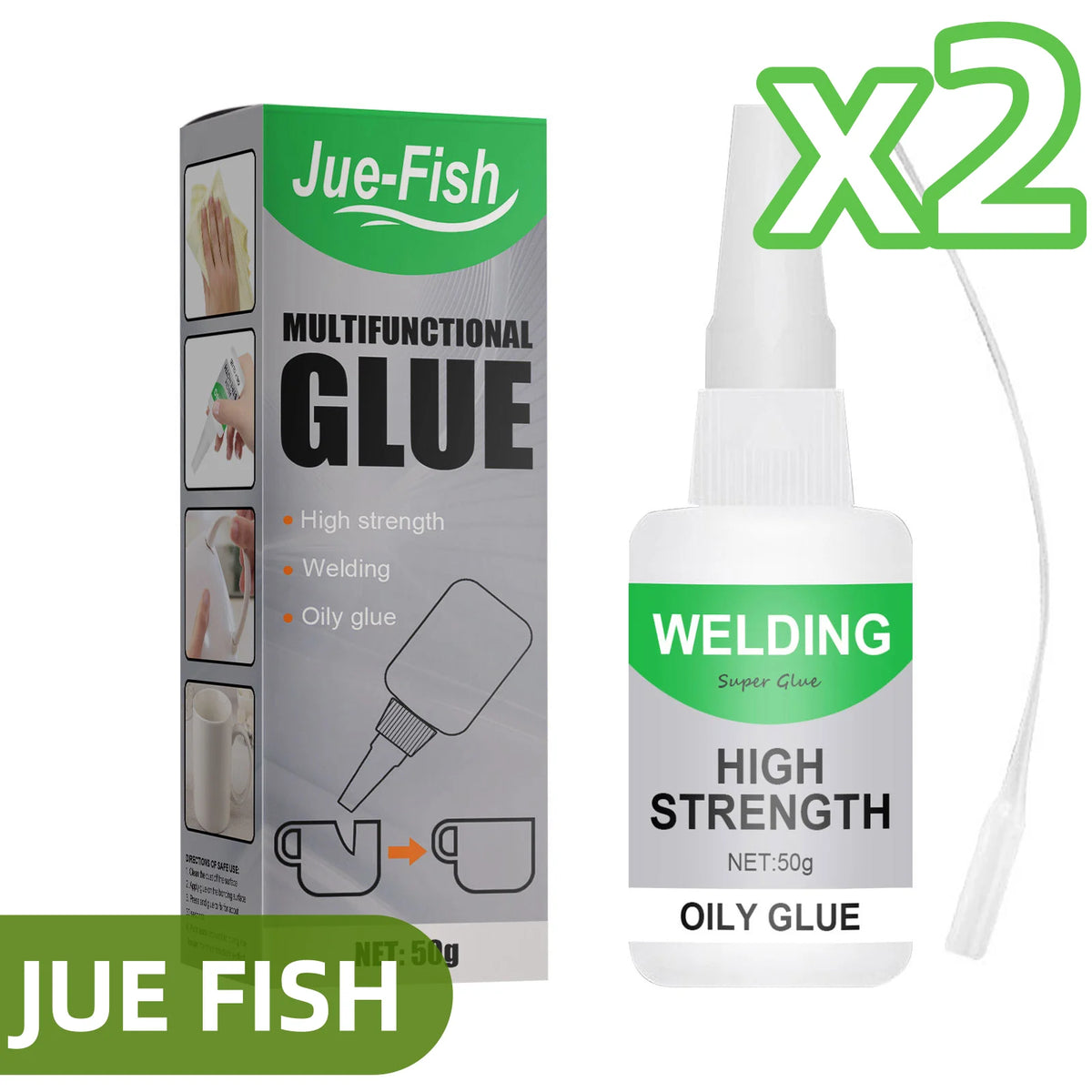 Jue-Fish Super Strong Universal Waterproof Adhesive Glue 50g Multipurpose Adhesive PLUSH 50g boxed x2pcs
