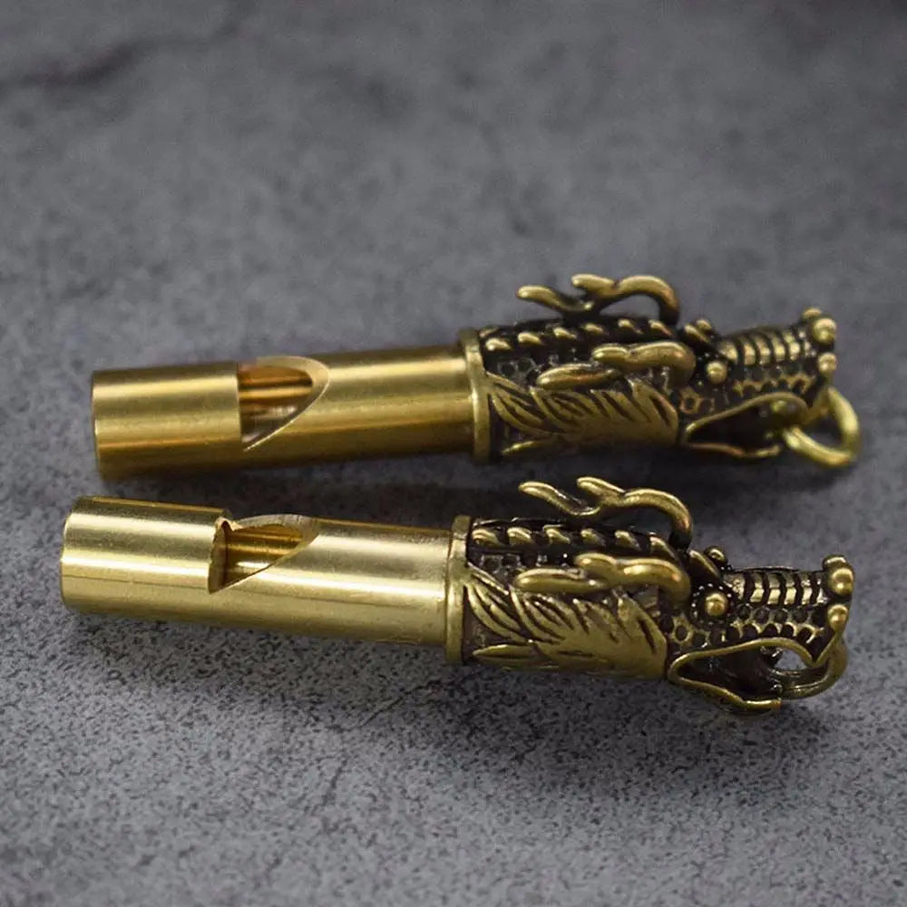 Brass Dragon Head Whistle Keychain | Outdoor Survival Tool Survival Whistle Keychain PLUSH