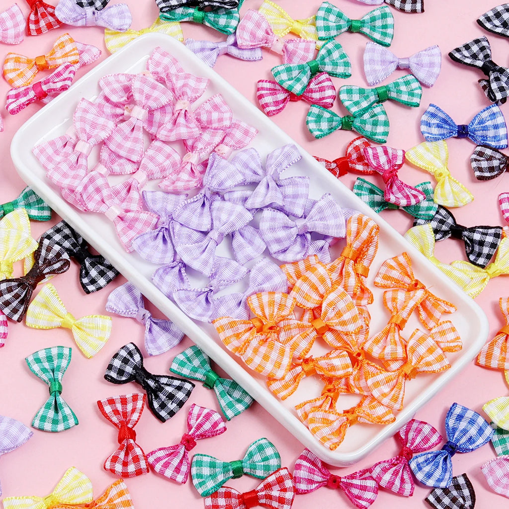 30pcs Scottish Checker Ribbon Bows – Wedding & DIY Craft Decor Ribbon Bows PLUSH