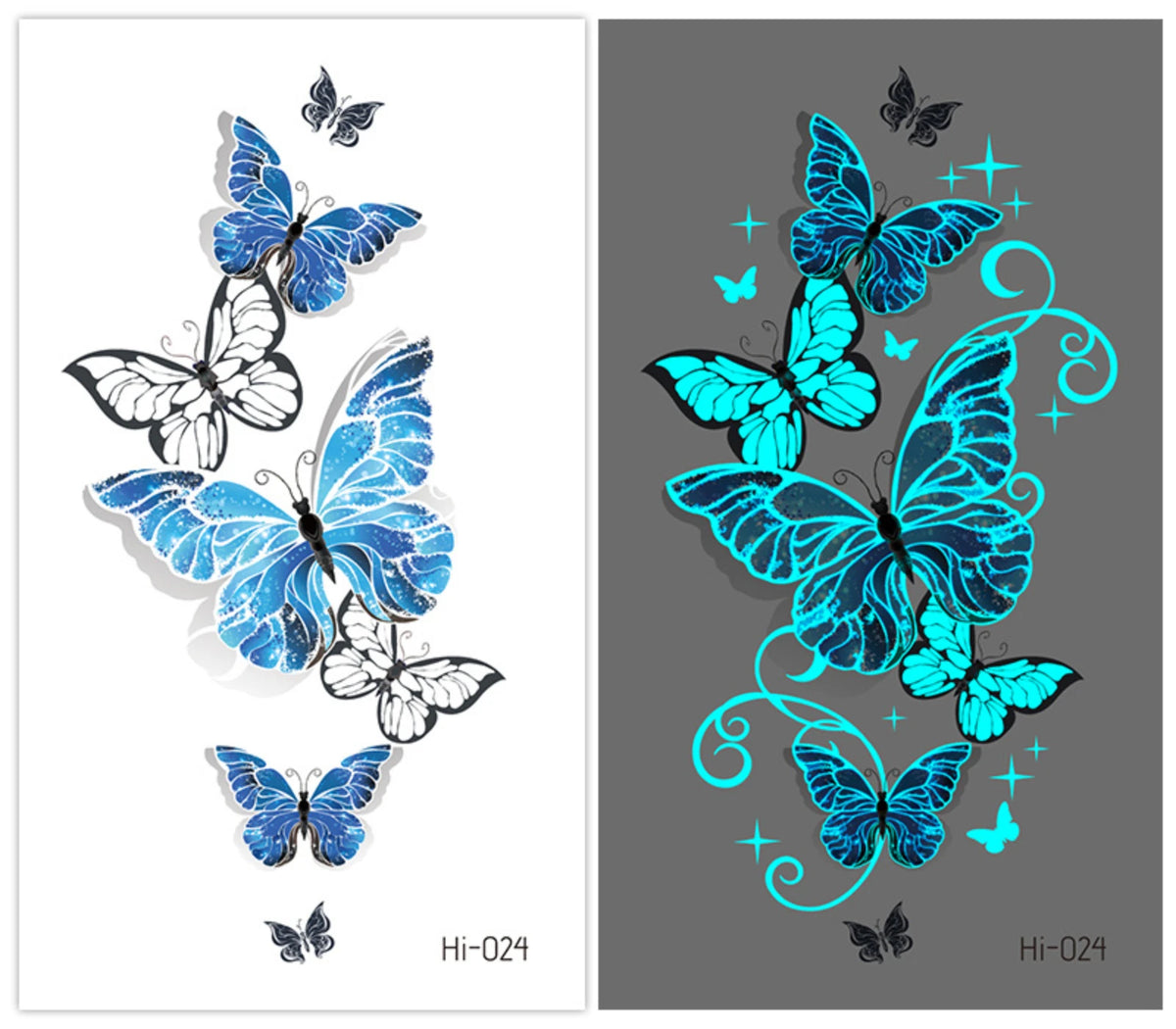 Luminous Glow Temporary Tattoo Stickers – Snake & Butterfly Temporary Tattoo Stickers PLUSH Hi-024