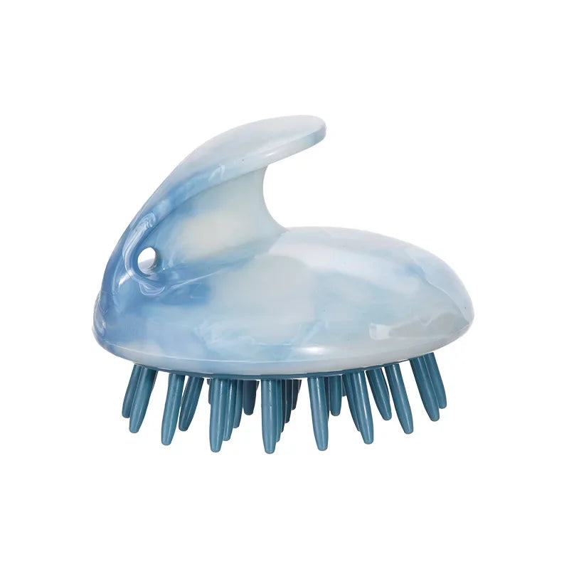 Silicone Scalp Massager Shampoo Brush – Marble Pattern Scalp Massager Brush PLUSH blue