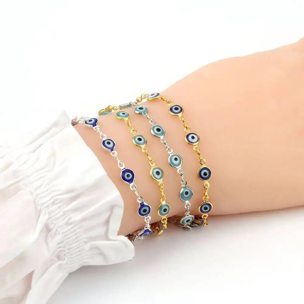 Turkish Evil Eye Charm Bracelet – Lucky Bead Friendship Bracelet Charm Bracelet PLUSH