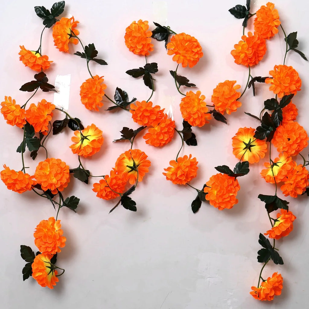 Marigold Artificial Flower Garland – Day of the Dead Wall Decor Artificial Flower Garland PLUSH