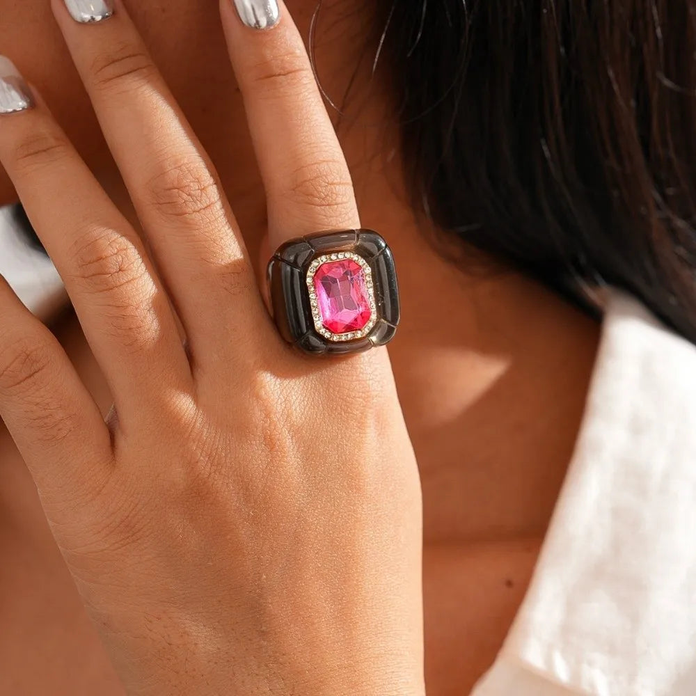 Y2K Candy Color Acrylic Resin Dome Ring | Korean Punk Style Fashion Statement Ring PLUSH