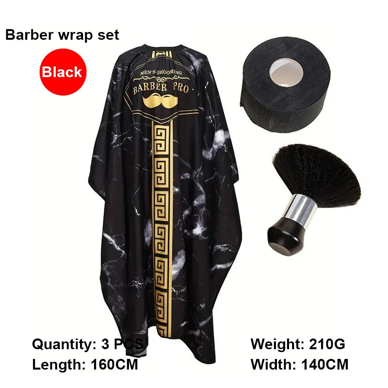 Professional Haircutting Kit – Cape, Apron & Neck Duster Brush Barber Haircutting Kit PLUSH W284-3pcs-B
