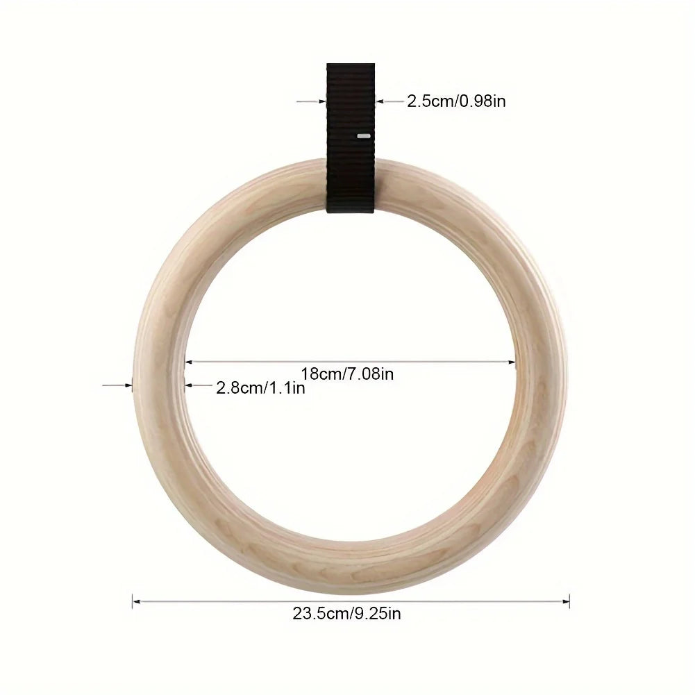 Wooden Gymnastic Rings 28mm – Home Gym Pull Up Training Gymnastic Rings PLUSH