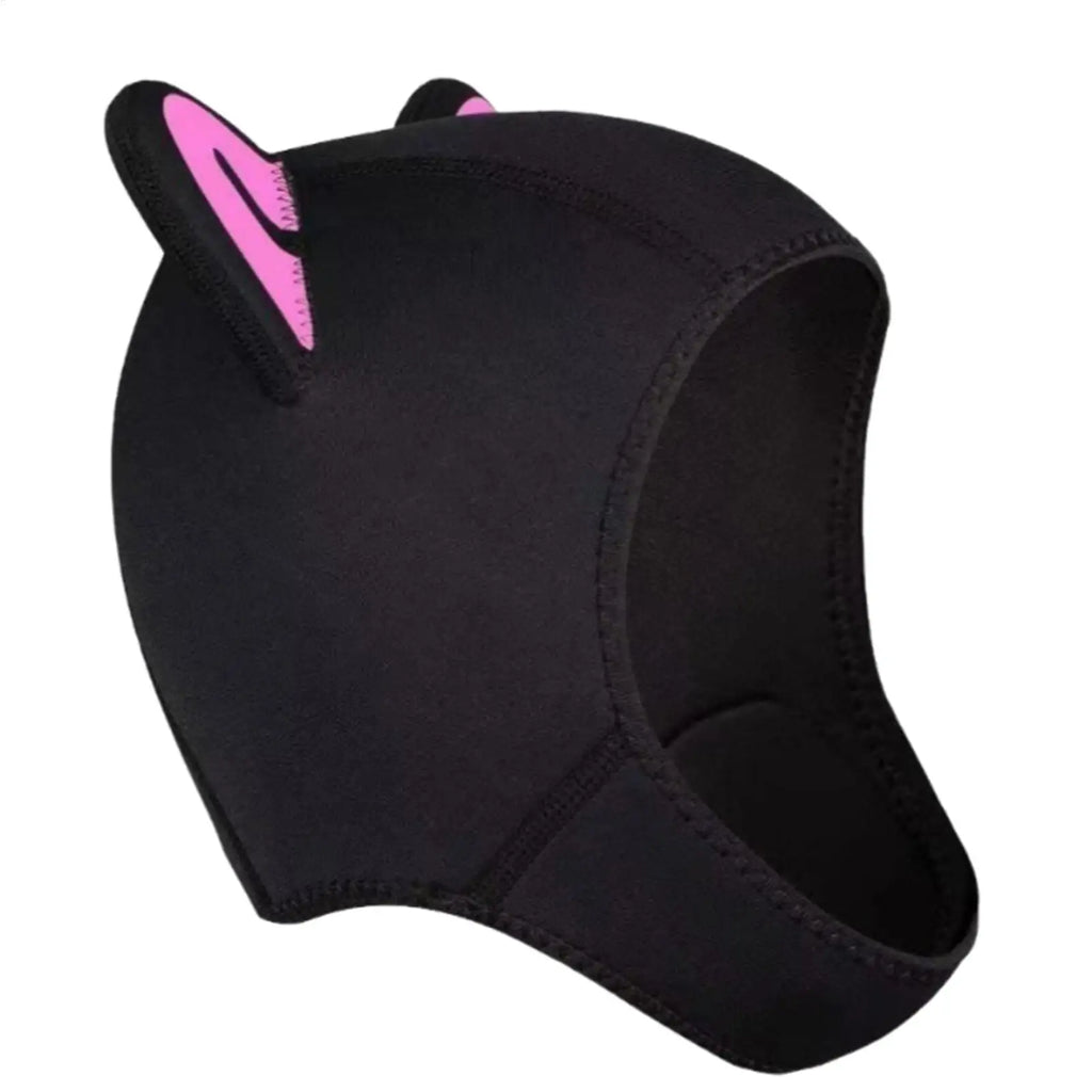 Women's Cat Ear Neoprene Diving Hood with Chin Straps Neoprene Diving Hood PLUSH