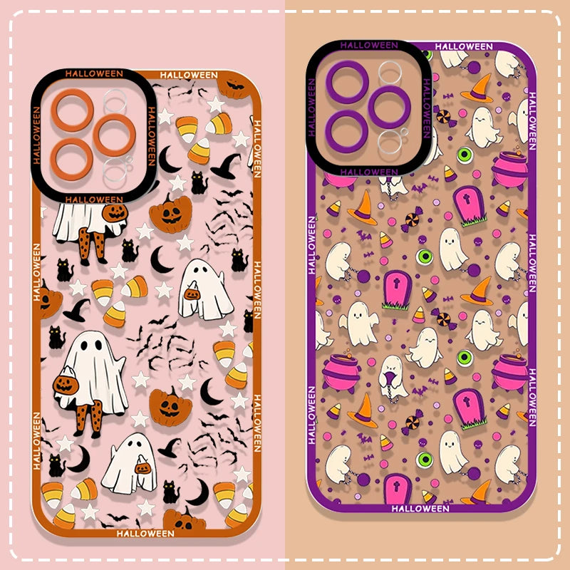 Halloween Pumpkin Bat Ghost iPhone Case – Shockproof Clear Cover iPhone Phone Case PLUSH