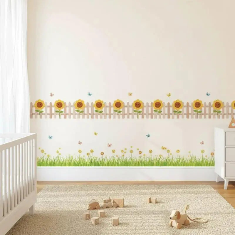 Pastoral Flower & Butterfly PVC Wall Stickers – Baseboard Decals Wall Border Sticker PLUSH