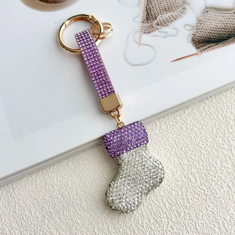 Santa Claus Rhinestone Christmas Keychain – DIY Xmas Charm Christmas Keychain Charm PLUSH
