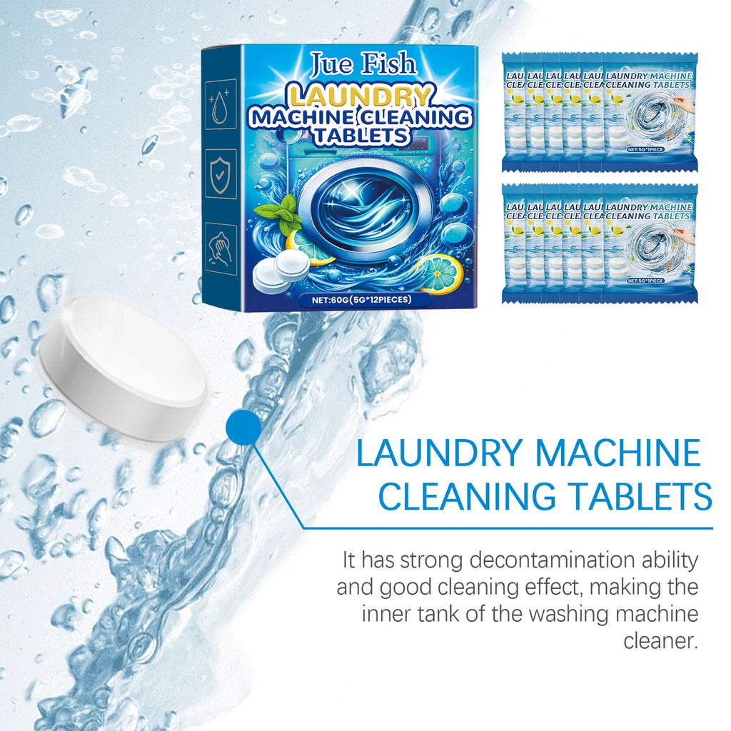 12pcs Washing Machine Cleaning Effervescent Tablets | Jue-Fish Washer Cleaning Tablets PLUSH