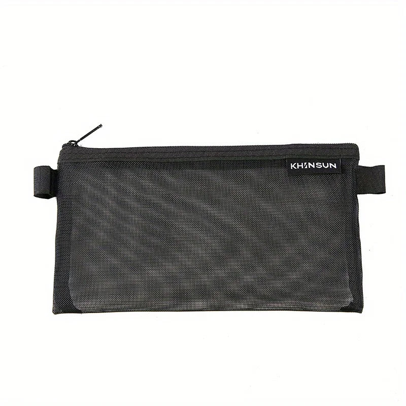 Grid Pencil Case Storage Bag – Fabric Organizer Pouch Pencil Case Pouch PLUSH Black