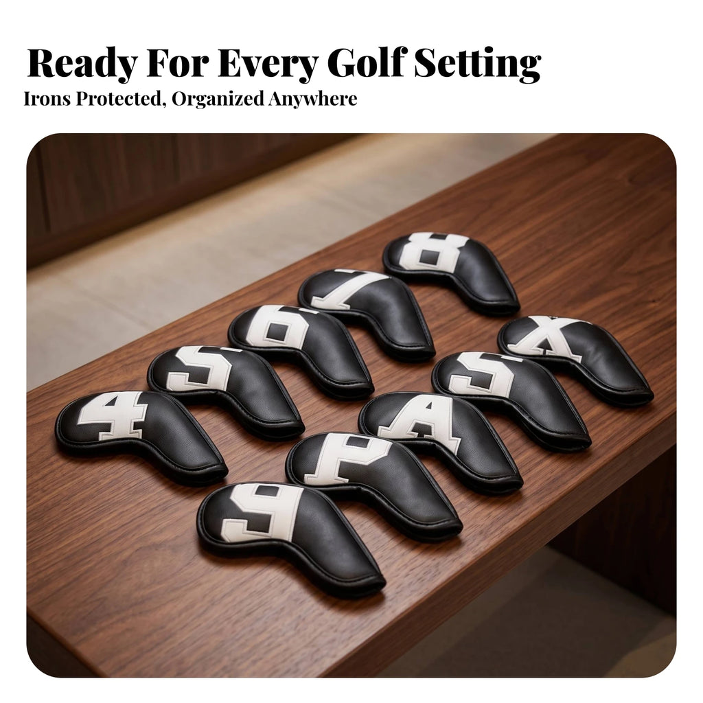 10-Piece Golf Iron Headcover Set – PU, Hook-and-Loop, Universal Golf Iron Headcovers PLUSH