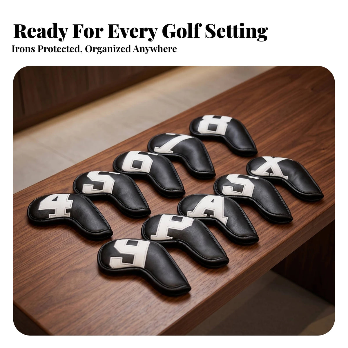 10-Piece Golf Iron Headcover Set – PU, Hook-and-Loop, Universal Golf Iron Headcovers PLUSH