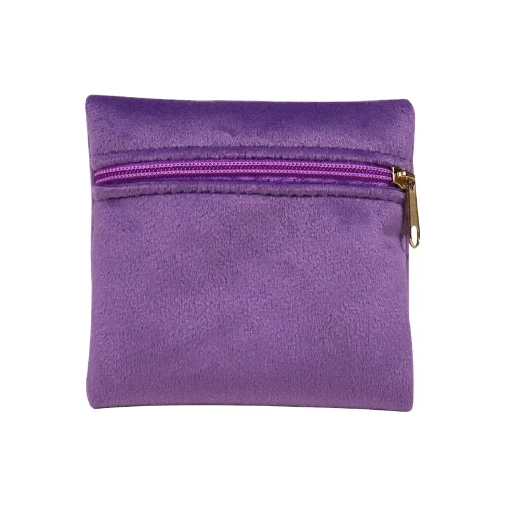 Velvet Zipper Jewelry Pouch | Soft Flannelette Storage Bag Jewelry Storage Pouch PLUSH Purple