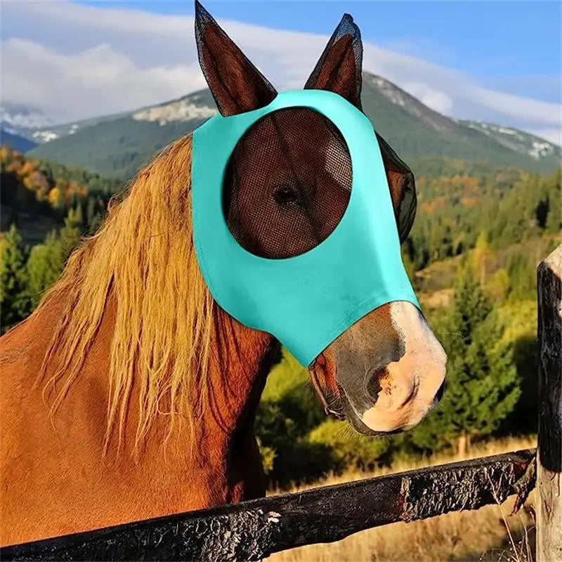 Horse Fly Mask Stretch Bug Eye Mesh Cover – Summer Equine Horse Fly Mask PLUSH A6