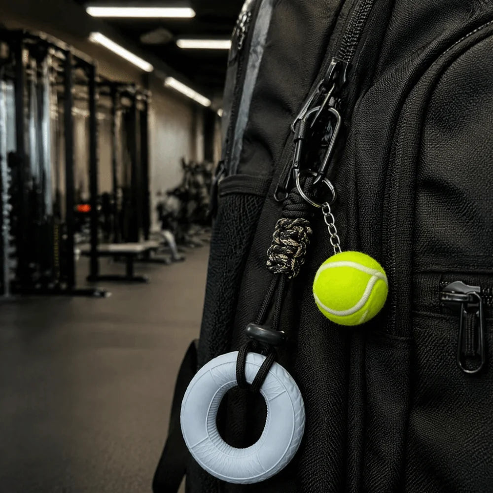 Tennis Fidget Keychain Grip Strength Trainer Squeeze Ring Fidget Keychain PLUSH