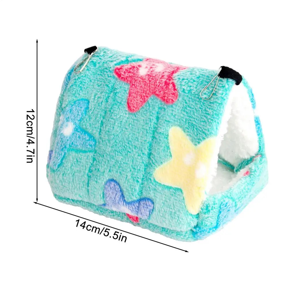 Warm Hanging Bird Nest Bed for Hamster, Parrot & Small Pets Pet Nest Bed PLUSH Blue S