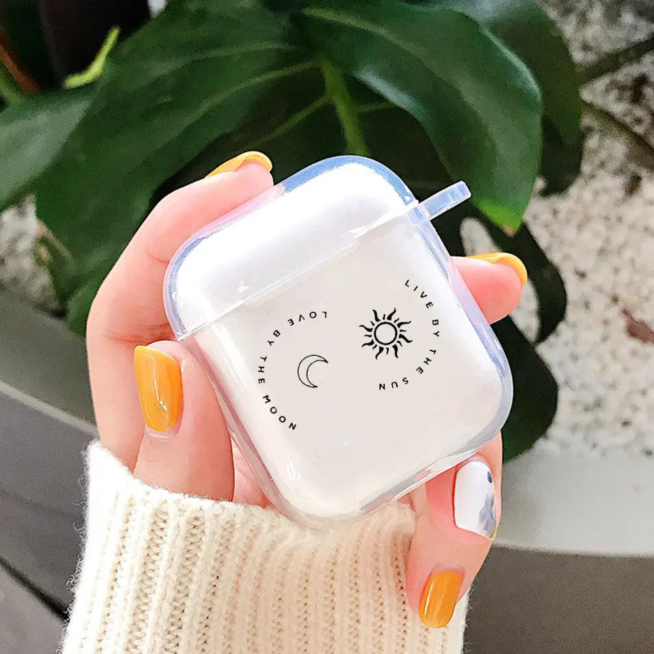 Sun Moon Clear AirPods Case – Fits AirPods Pro 1 2 3 4 Earphone Case Cover PLUSH Style 6 For Airpods 3rd
