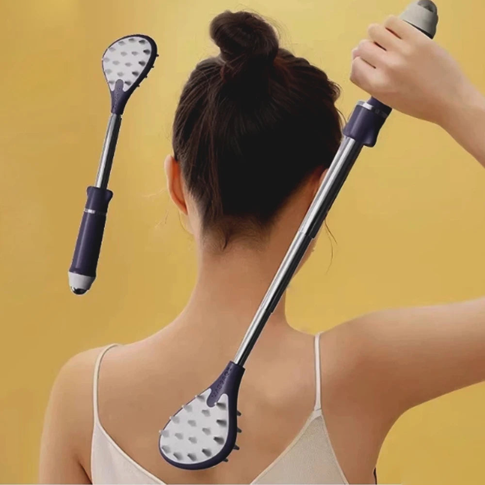 Telescoping Back Scratcher & Ball Massage Stick – Portable Back Scratcher Massager PLUSH