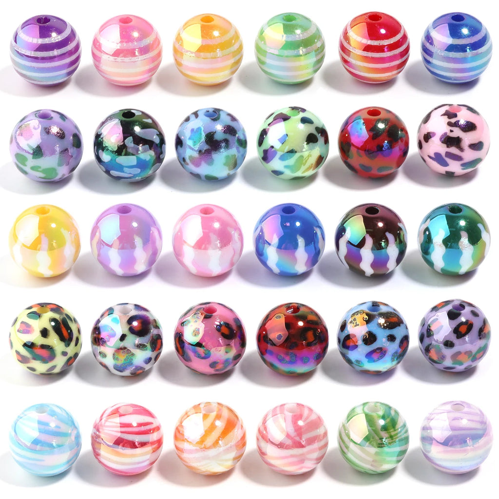 15.5mm UV Printed Acrylic Round Spacer Beads – DIY Jewelry 10pcs Acrylic Spacer Beads PLUSH