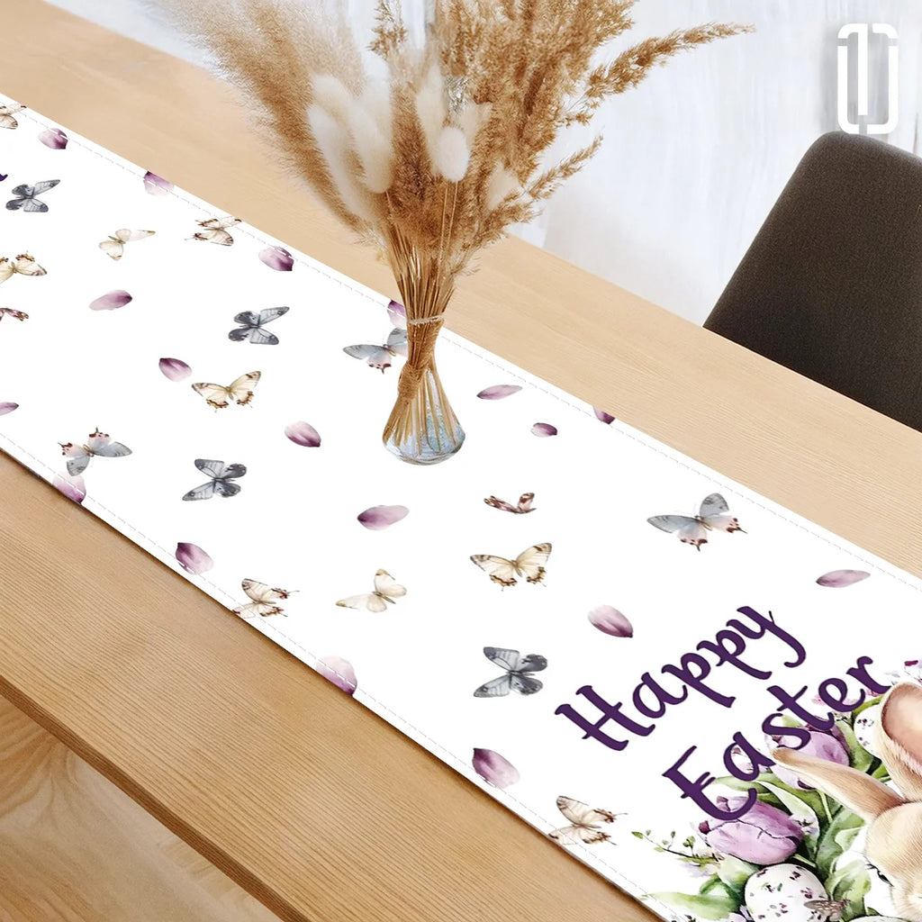 Easter Table Runner – Rabbit & Lavender Print | 3 Sizes Holiday Table Runner PLUSH