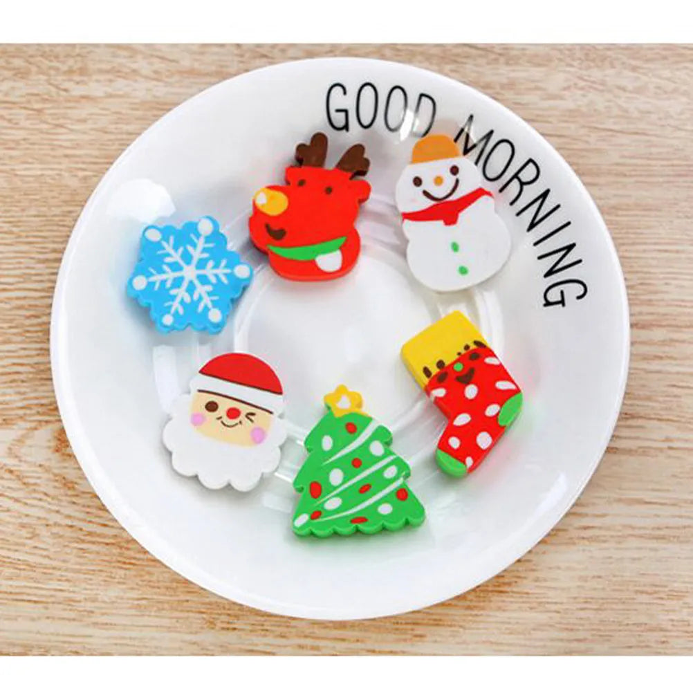 6-Pack Cute Cartoon Mini Erasers – Classroom Prizes for Kids Novelty Erasers Set PLUSH